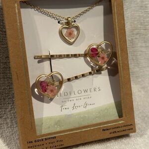 Target Wildflowers Gold  dipped Heart Necklace Set